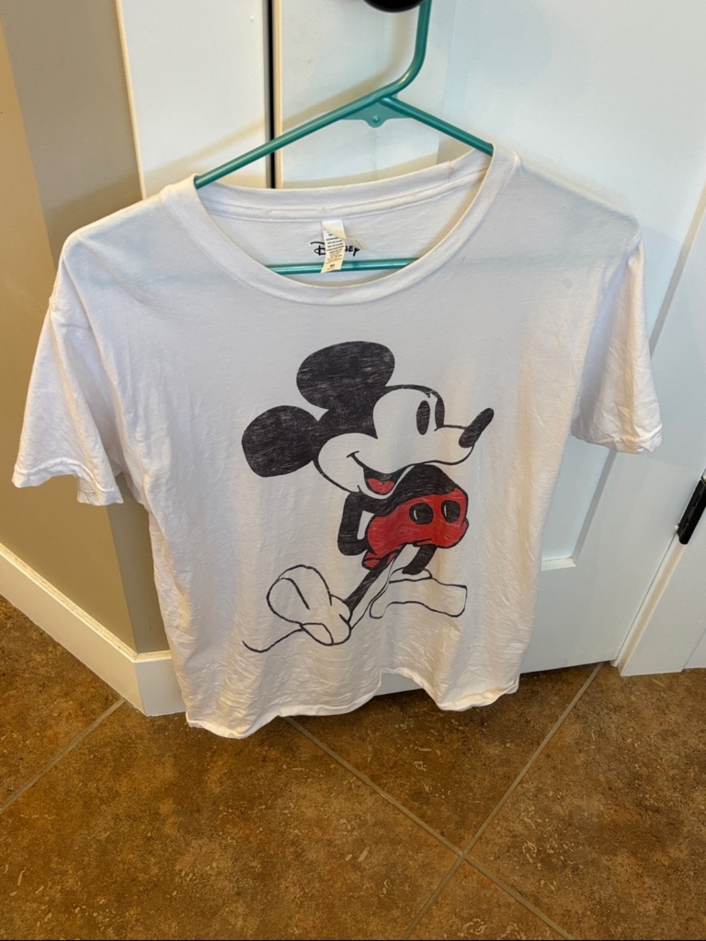 Disney White Tee with Black & Red Vintage Mickey Graphic